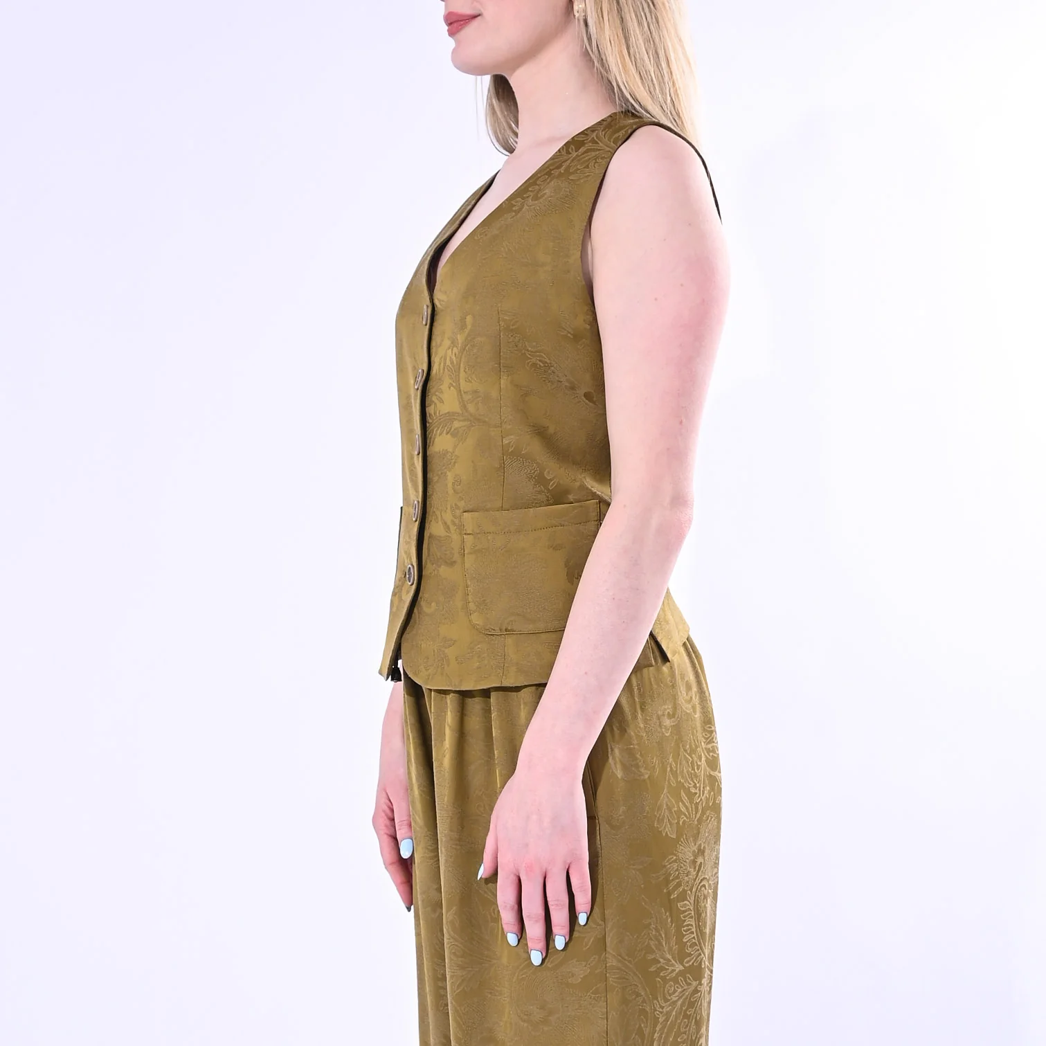 WU'SIDE - GILET JAQUARD IN VISCOSA ART.26607/S - SENAPE - Image 3