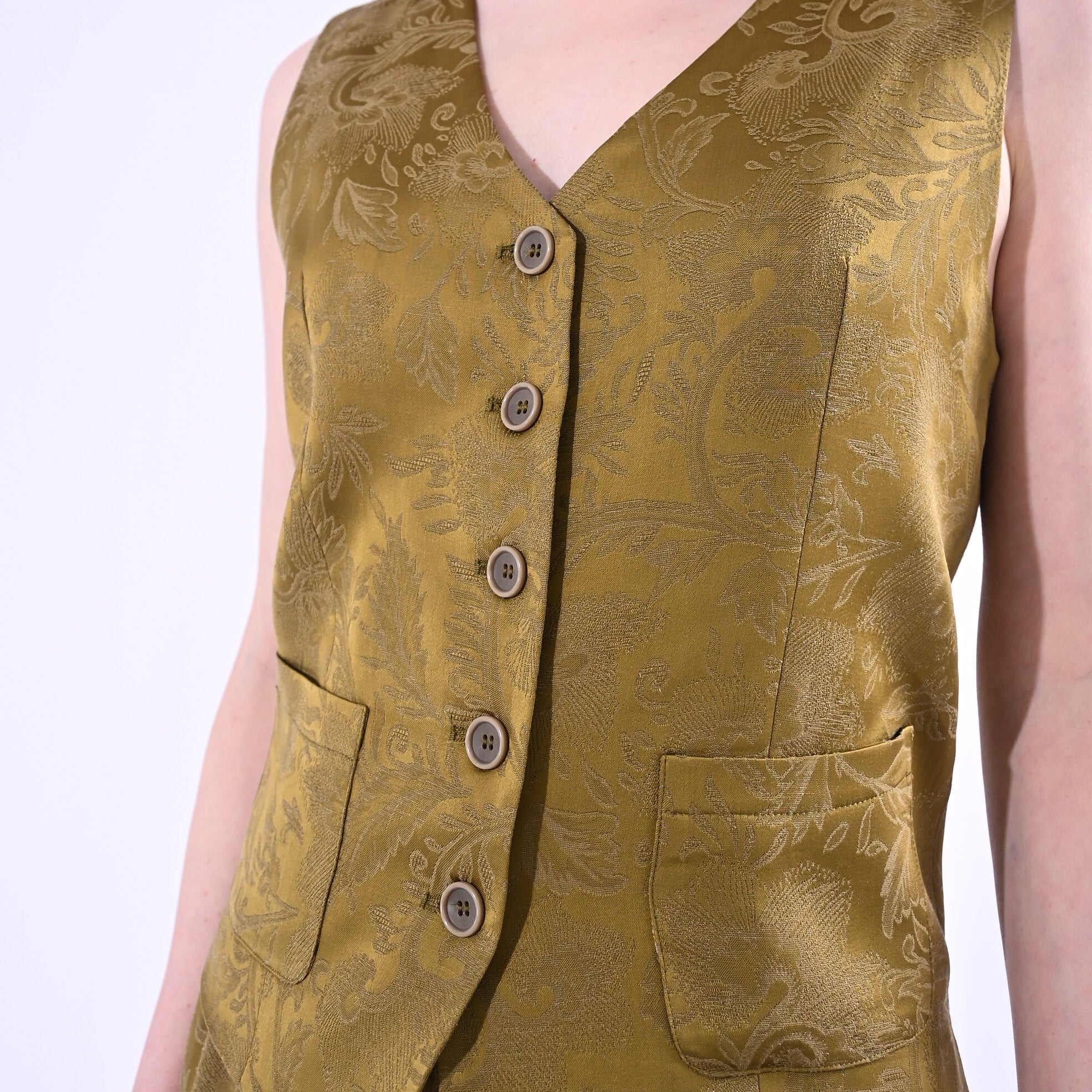 WU'SIDE - GILET JAQUARD IN VISCOSA ART.26607/S - SENAPE - Image 5