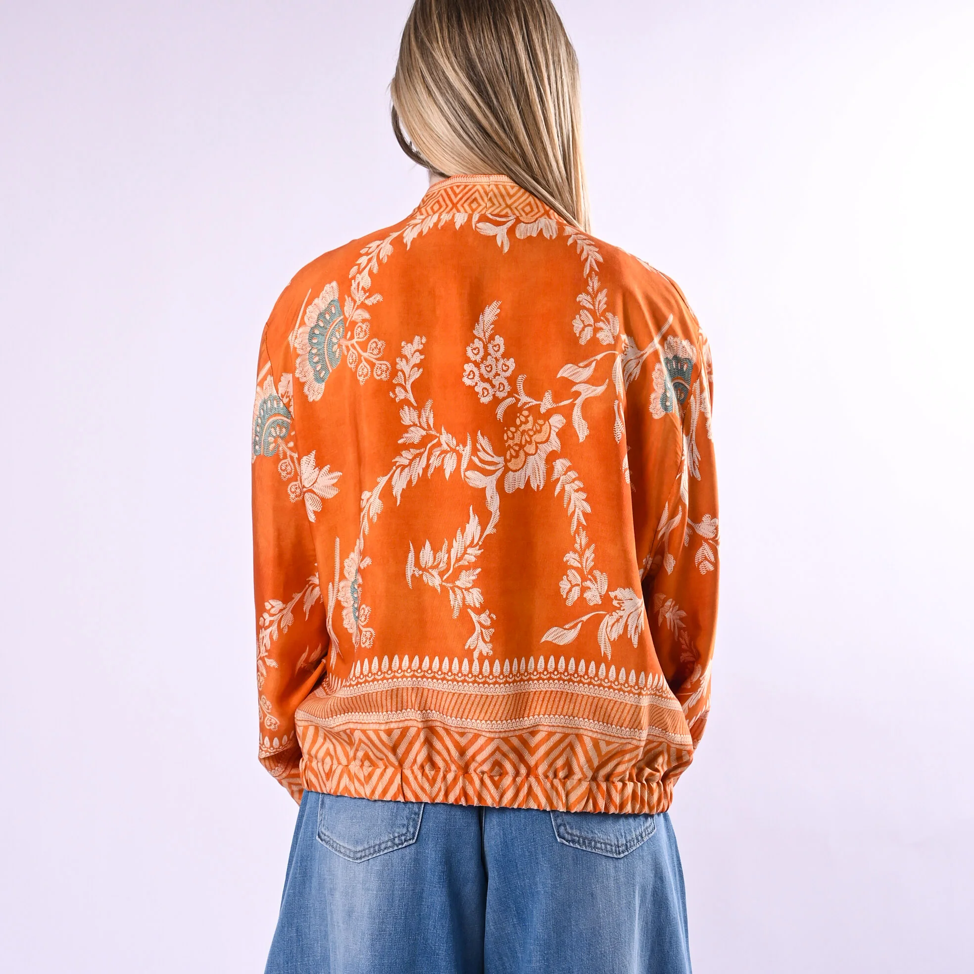 WU'SIDE - KIMONO/BOMBER FANTASIA FLOREALE ART.26285/AR - ARANCIO - Image 4