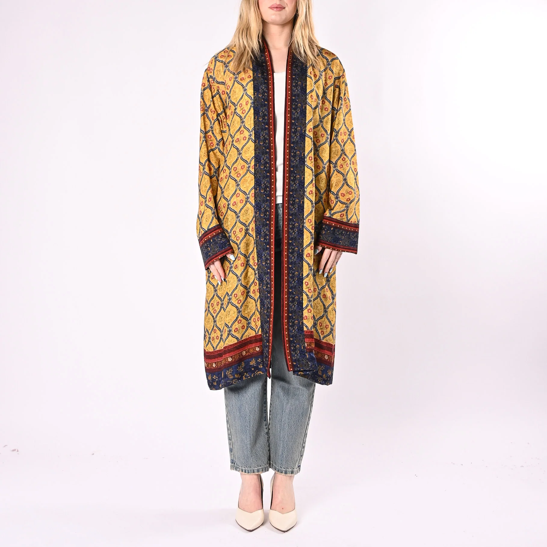 WU'SIDE - KIMONO MEDIO FANTASIA FLOREALE IN VISCOSA ART.26558/G - GIALLO - Image 2