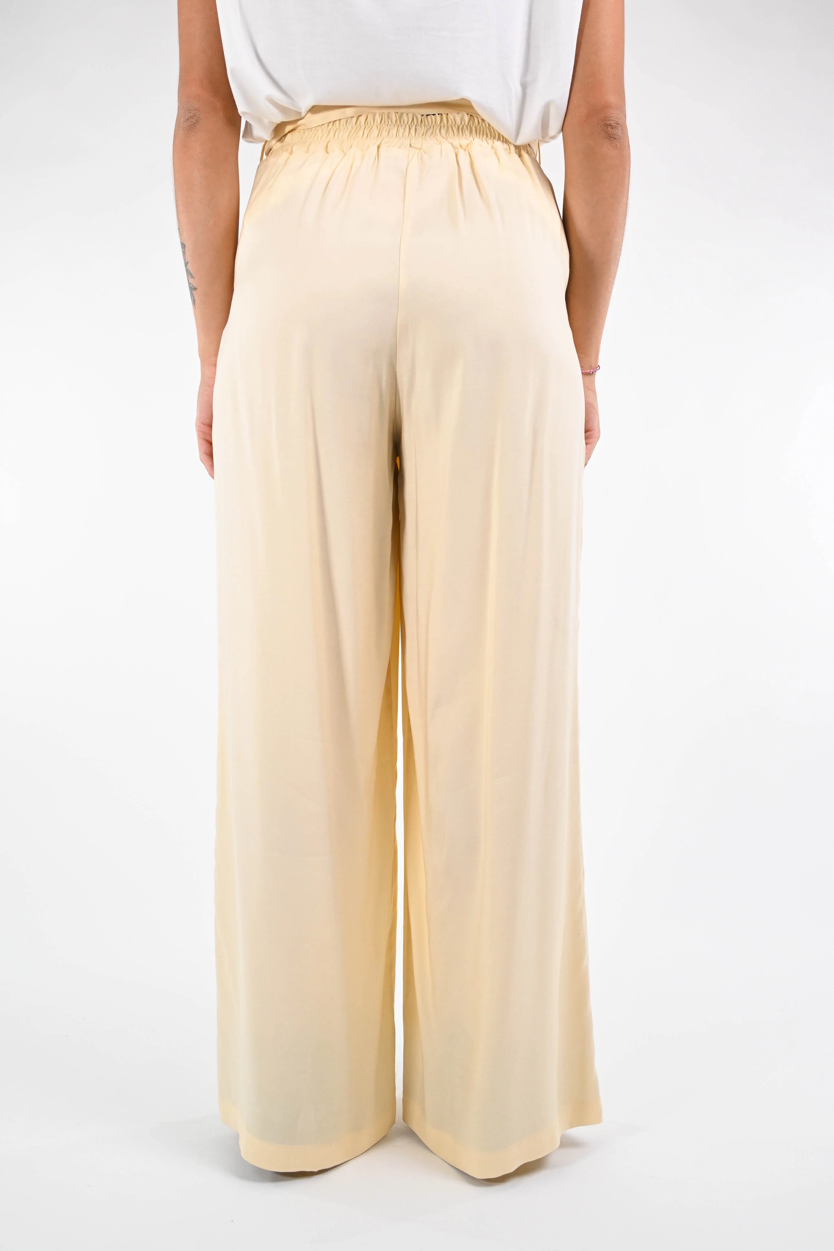 WU'SIDE - PANTALONE PALAZZO FLUIDO ART.25692 - BURRO - Image 4