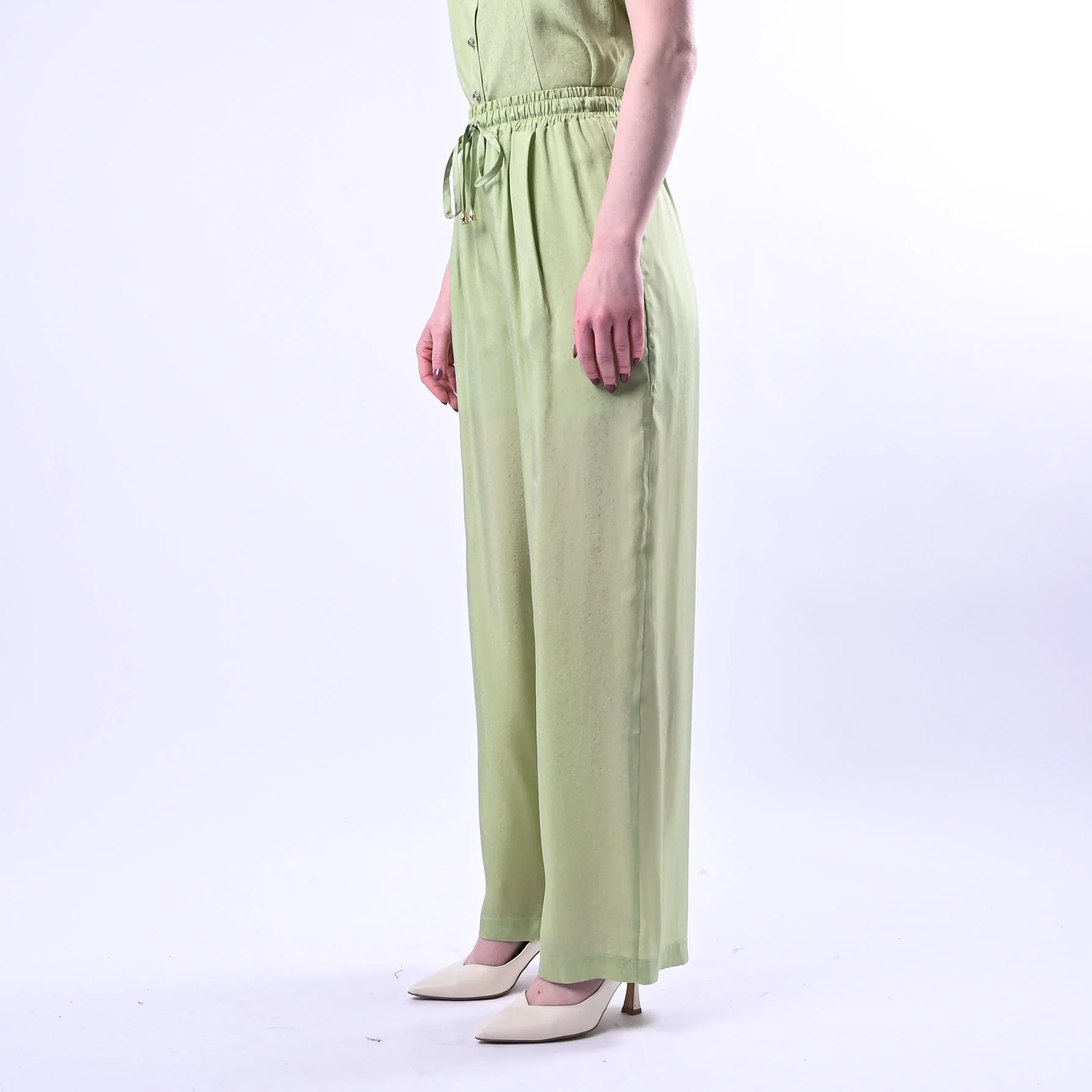 WU'SIDE - PANTALONE PALAZZO FLUIDO CON COULISSE  ART.26289 - SALVIA - Image 3