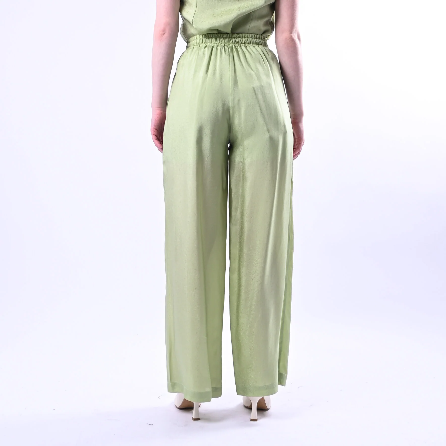 WU'SIDE - PANTALONE PALAZZO FLUIDO CON COULISSE  ART.26289 - SALVIA - Image 4