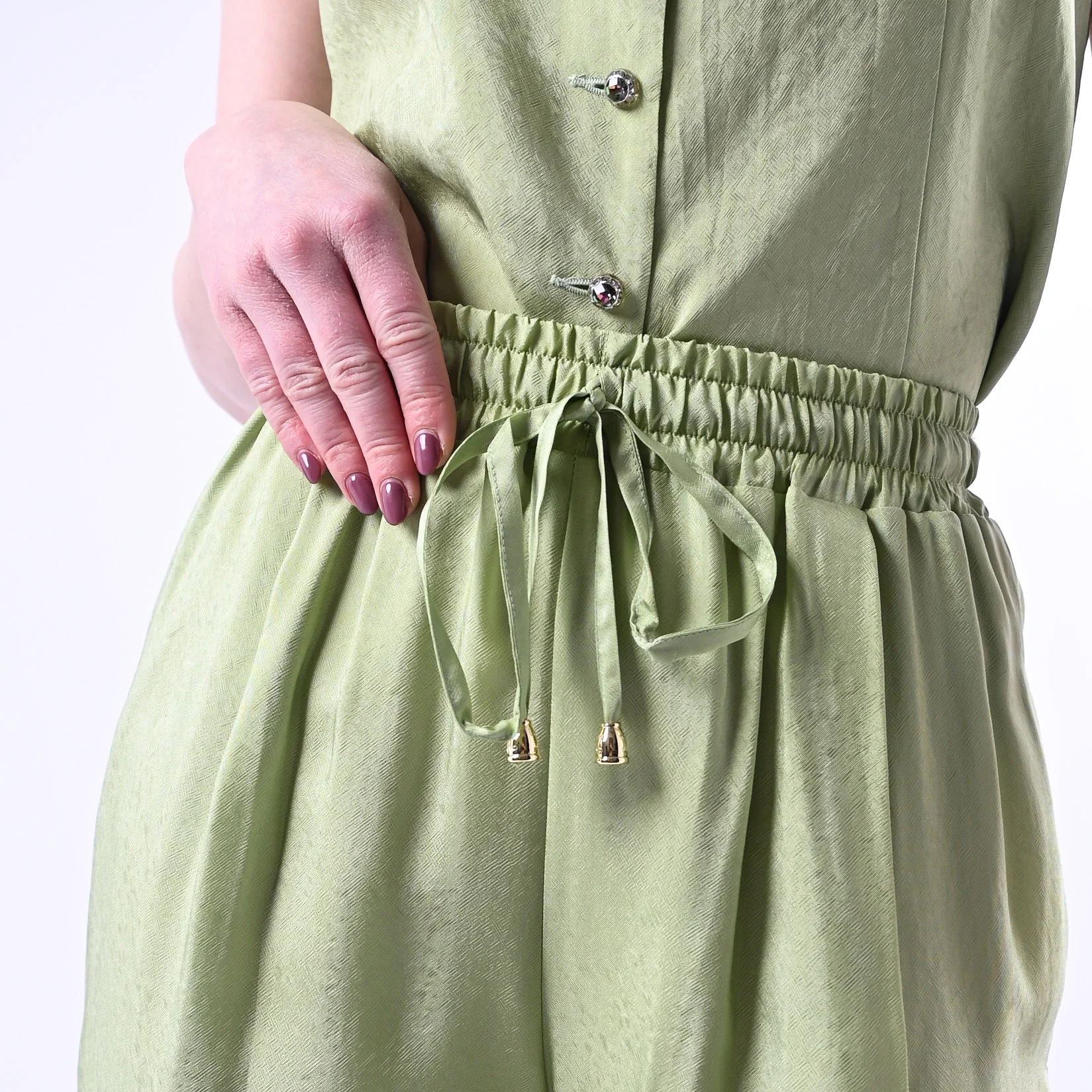 WU'SIDE - PANTALONE PALAZZO FLUIDO CON COULISSE  ART.26289 - SALVIA - Image 5